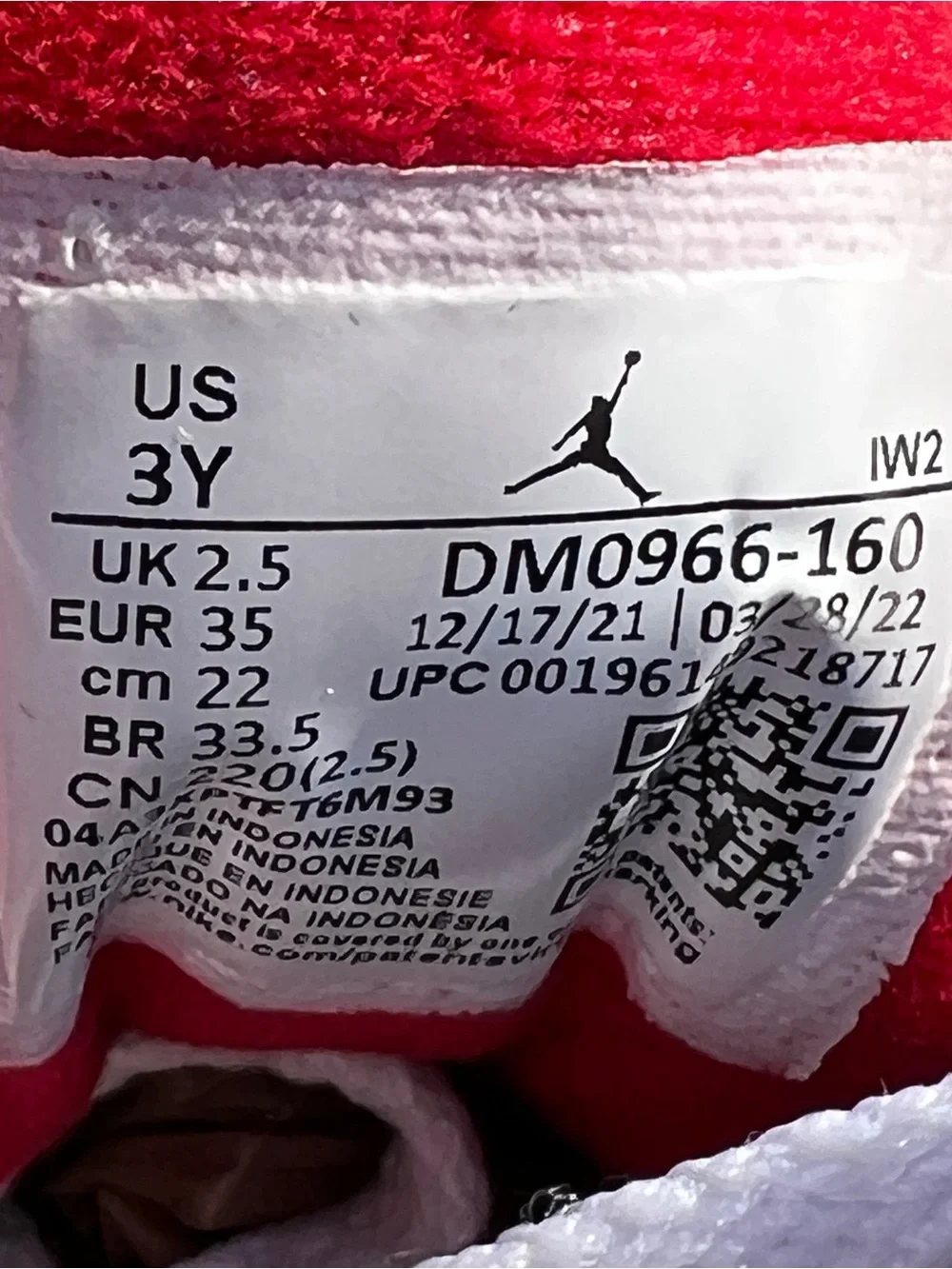 CLEAN Air Jordan 3 size 3 Fire Red 2022 Retro Kids shoes